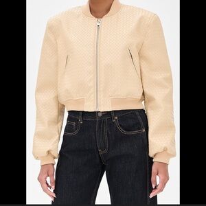 Lioness Textured Beige Bomber Jacket